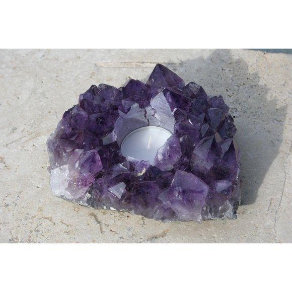 NATURAL AMETHYST TEA LIGHT CANDLE HOLDER - Picture 10 of 10